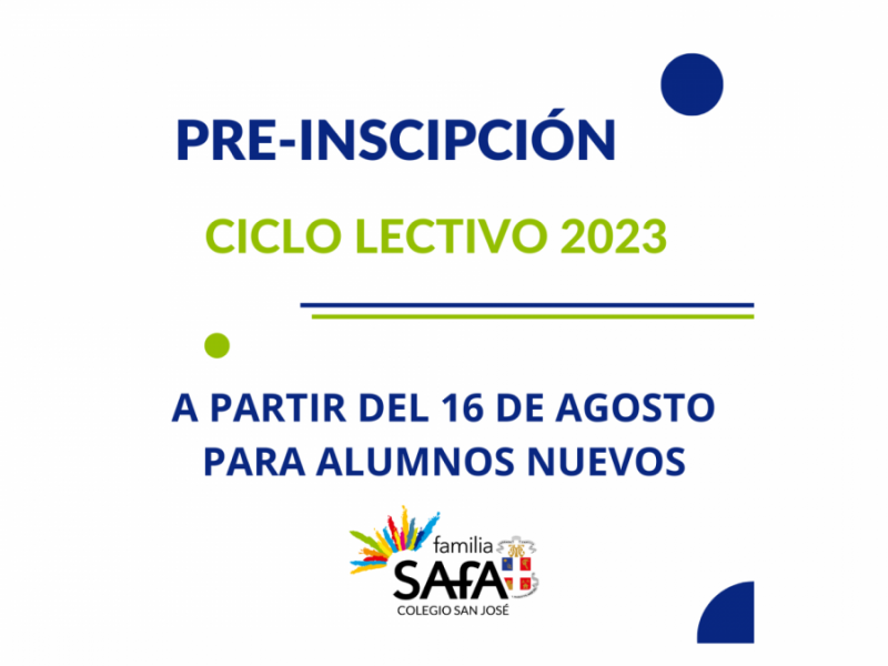 PRE - INSCIPCIÓN 2023 - Colegio San José Tandil