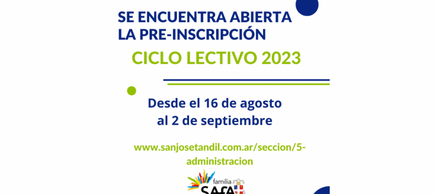 Pre-Inscripción 2023 - Colegio San José Tandil